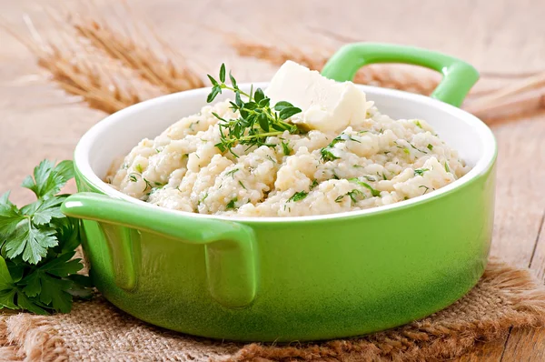 Wheat porridge with herbs — Stock Photo, Image