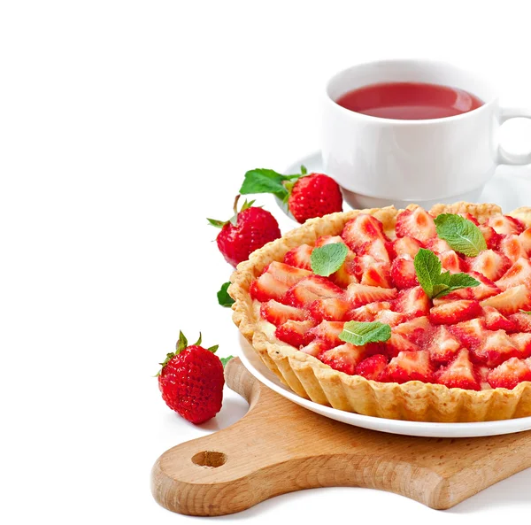 Tarte aux fraises avec crème anglaise — Photo