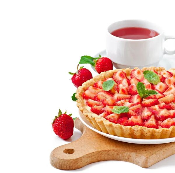 Strawberry tart with custard — Stock Photo, Image