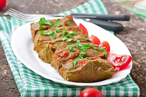 Dolma, stuffed grape leaves — Stock Photo, Image