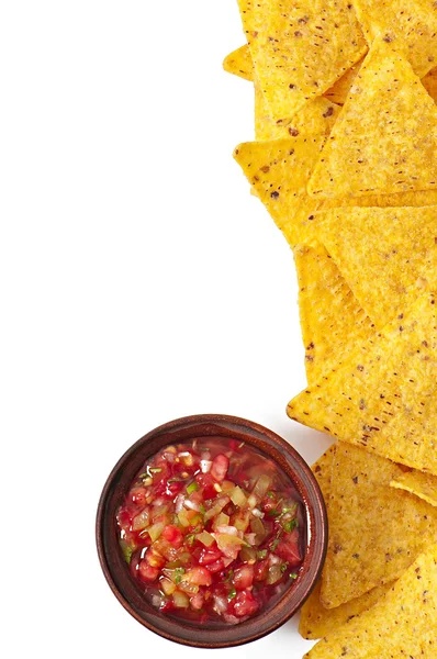 Nachos e molho de salsa fresco — Fotografia de Stock
