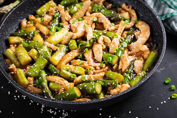 Stir Fry Chicken Asparagus Chicken Stirfry Chinese Food — Foto de Stock