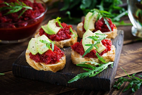 Vegetarian Food Healthy Eating Sandwiches Beetroot Pate — Stock Photo, Image