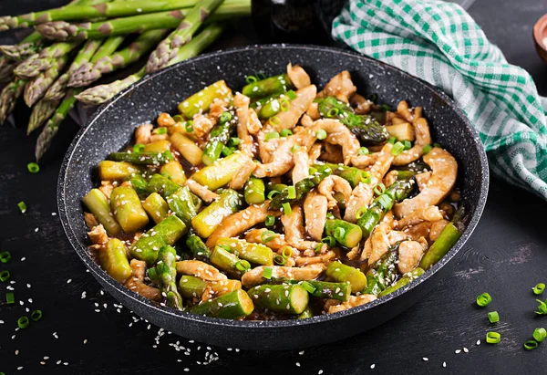 Stir Fry Chicken Asparagus Chicken Stirfry Chinese Food — Fotografia de Stock