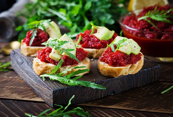 Vegetarian Food Healthy Eating Sandwiches Beetroot Pate — Fotografie, imagine de stoc