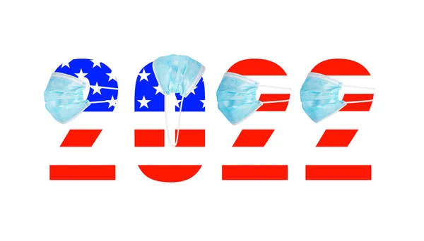 米国の国旗は 2022年の数字を背景にしています — ストック写真