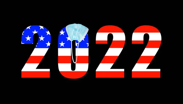 Bandera Contexto Los Números 2022 Máscara Covid — Foto de Stock