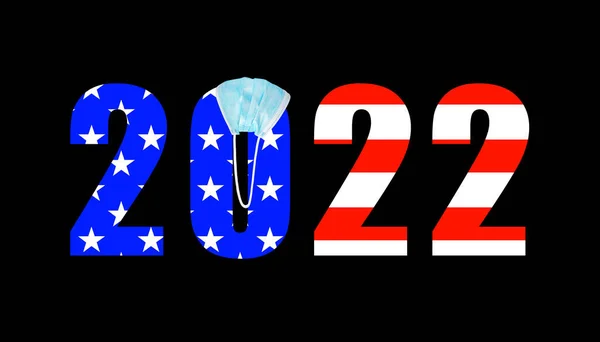 Bandera Contexto Los Números 2022 Máscara Covid — Foto de Stock