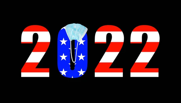 Vlag Van Tegen Achtergrond Van Nummers 2022 Het Masker Van — Stockfoto