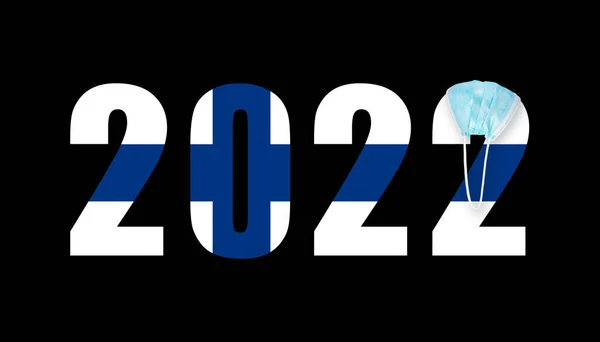 Vlag Van Finland Tegen Achtergrond Van Nummers 2022 Het Masker — Stockfoto