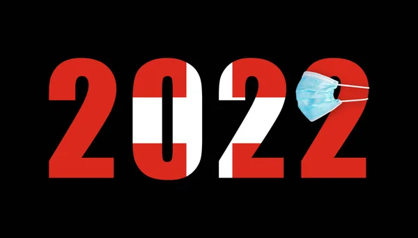 Vlag Van Zwitserland Tegen Achtergrond Van Nummers 2022 Het Masker — Stockfoto