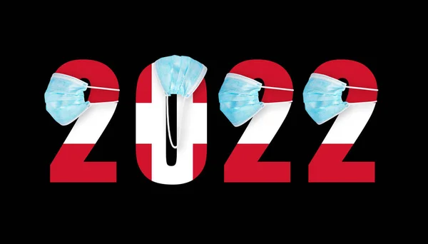 2022 번호의 배경에 덴마크의 코비의 마스크에서 2022 — 스톡 사진