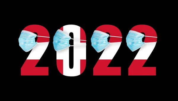 2022 번호의 배경에 덴마크의 코비의 마스크에서 2022 — 스톡 사진