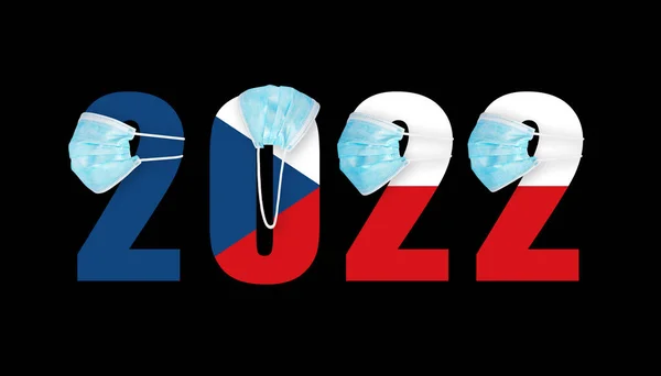 2022 숫자를 배경으로 공화국의 국기를 코드네임에서마스크에 — 스톡 사진