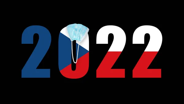 Bandera República Checa Contexto Los Números 2022 Máscara Covid — Foto de Stock