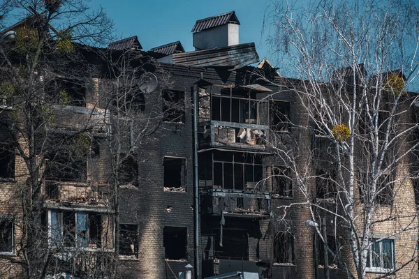 Borodianka Kyiv Region Ukraine March 2022 Цивільні Будівлі Зруйновані Російськими — стокове фото