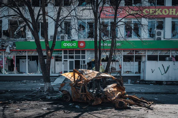 Бородьянов Киевская Обл Украина Март 2022 Года Гражданские Здания Разрушенные — стоковое фото