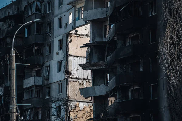 Borodianka Kyiv Region Ukraine March 2022 Civilian Buildings Destroyed Russian — Stock Photo, Image