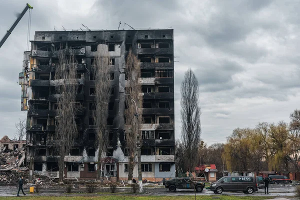 Borodianka Kyiv Region Ukraine April 2022 Burgerlijke Gebouwen Verwoest Door — Stockfoto