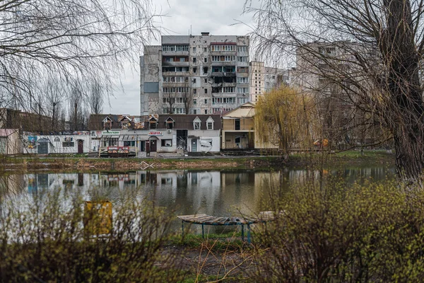 Borodianka Región Kyiv Ucrania Abril 2022 Edificios Civiles Destruidos Por —  Fotos de Stock