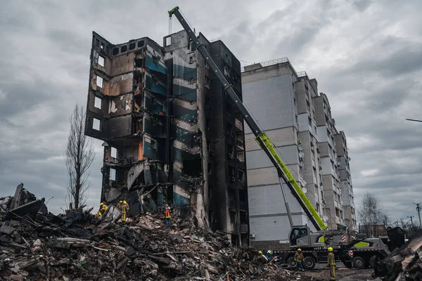 Borodianka Kyiv Region Ukraine April 2022 Burgerlijke Gebouwen Verwoest Door — Stockfoto