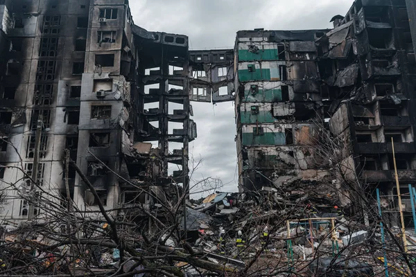Borodianka Kyiv Region Ukraine April 2022 被俄罗斯占领者摧毁的民用建筑 — 图库照片