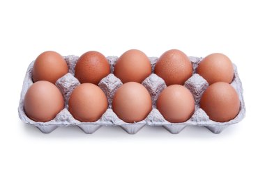 bir kutu içinde on kahverengi yumurta