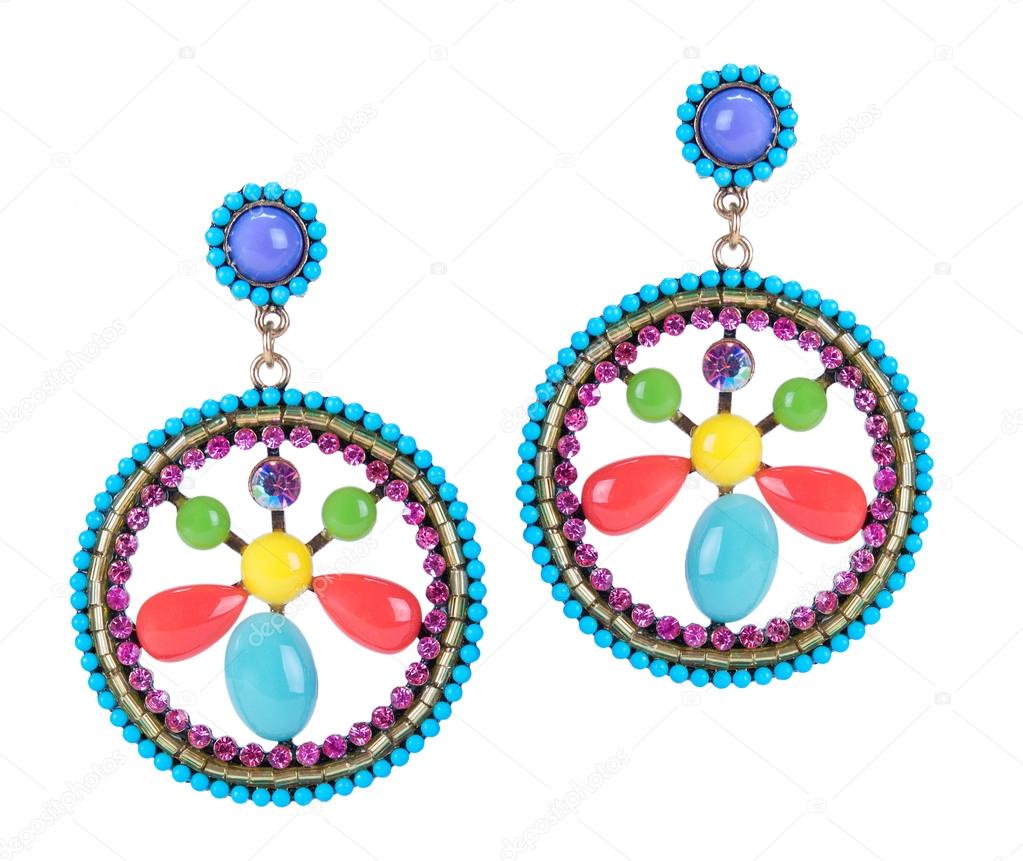 Modern home earrings with colored stones