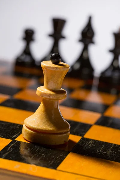 Wooden chessboard with chessmen — Stock Photo, Image