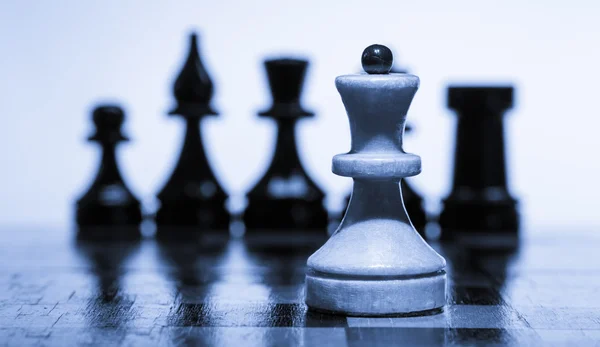 Wooden chessboard with chessmen — Stock Photo, Image