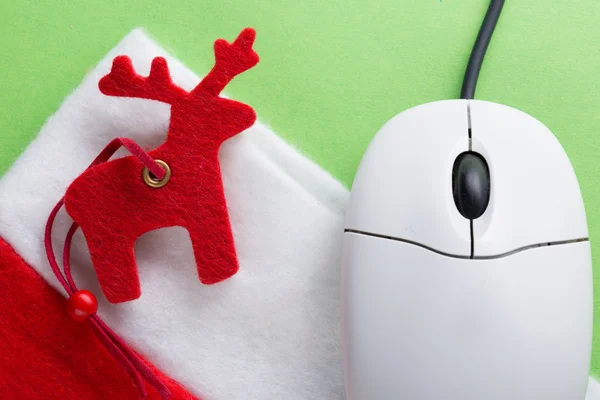 Santa sok, rendieren en computer muis — Stockfoto