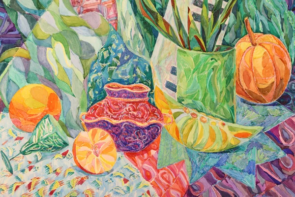 Still life in watercolor and pastel painting — Stock Photo, Image