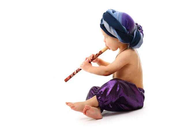 Charmer boy with pipe — Stock Photo, Image