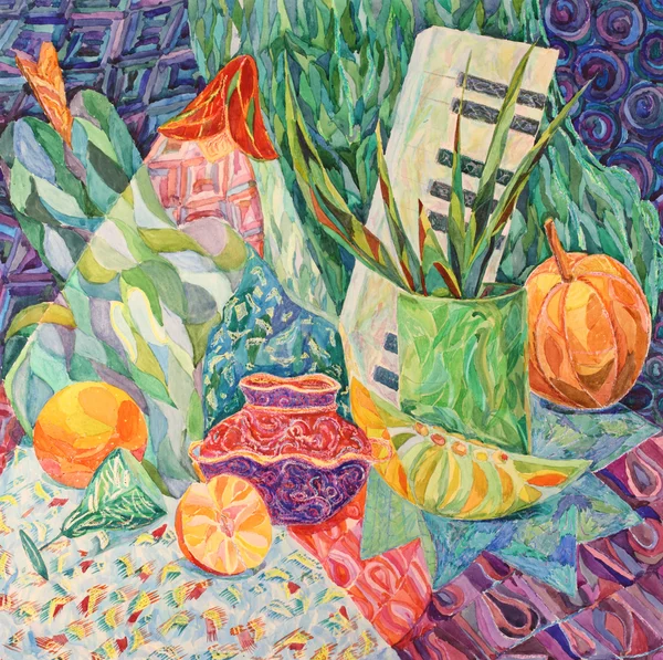 Still life in watercolor and pastel painting — Stock Photo, Image