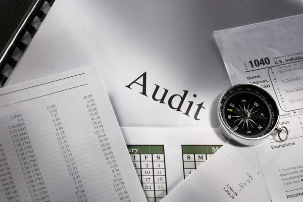 Operating budget, calendar, compass and audit — Stock Photo, Image