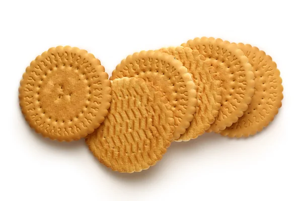 Biscoitos redondos sobre fundo branco — Fotografia de Stock