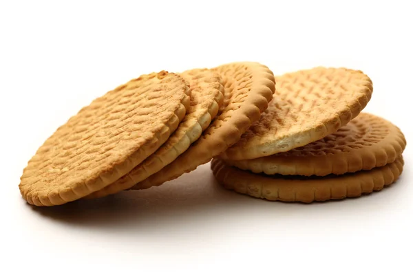 Galletas redondas sobre fondo blanco — Foto de Stock