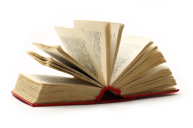 beyaz zemin üzerine kırmızı açık kitap