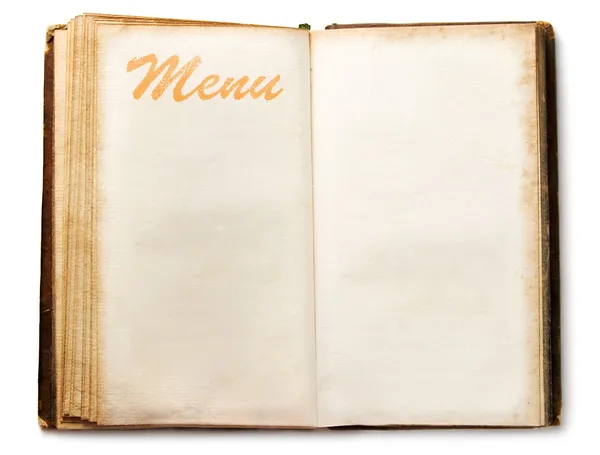 Livro de menu vintage em branco — Fotografia de Stock