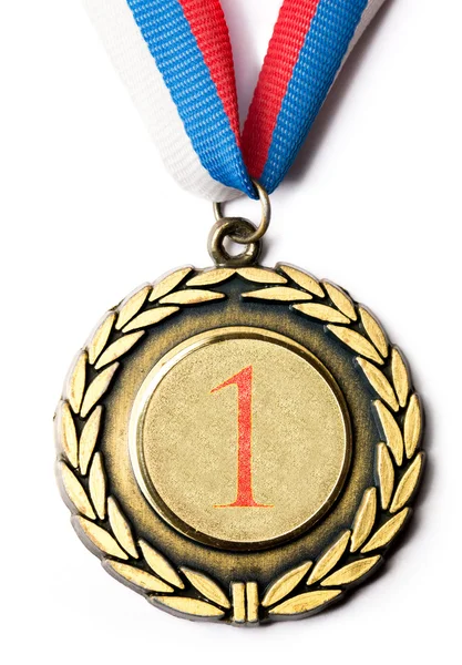 Metal medal with tricolor ribbon — Stock Photo, Image