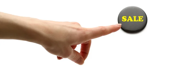 Finger pushing the button with Sale — Stock Photo, Image