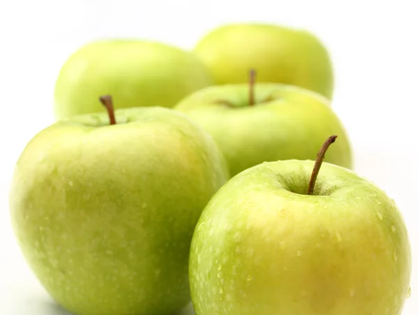 Green apples on white background — Stock Photo, Image