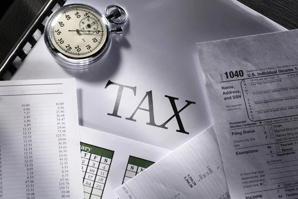 Presupuesto operativo, calendario, cronómetro e impuestos — Foto de Stock