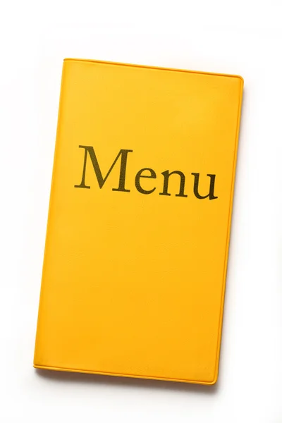 Yellow menu book on white — Stock Photo, Image