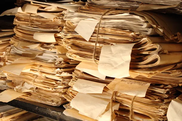 Paper documents stacked in archive — Stock Photo, Image