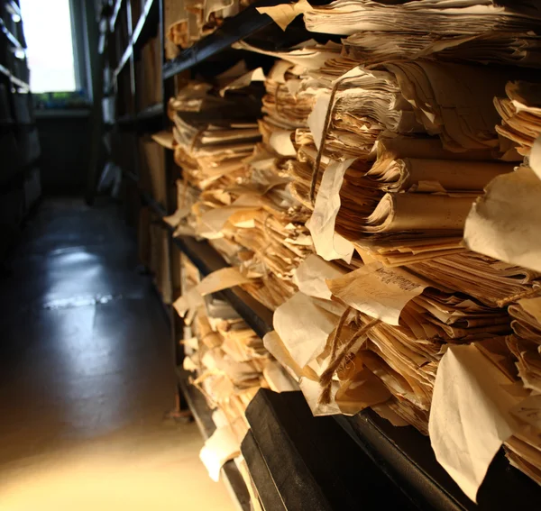 Paper documents stacked in archive — Stock Photo, Image