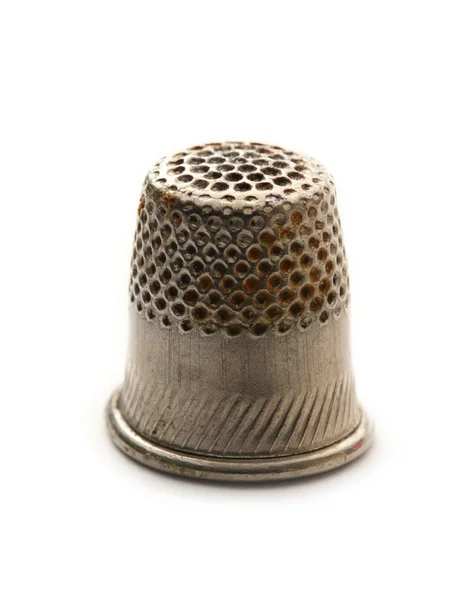 Metal sewing thimble on white — Stock Photo, Image