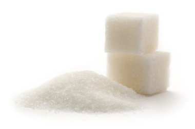 Cubes of sugar on white background clipart