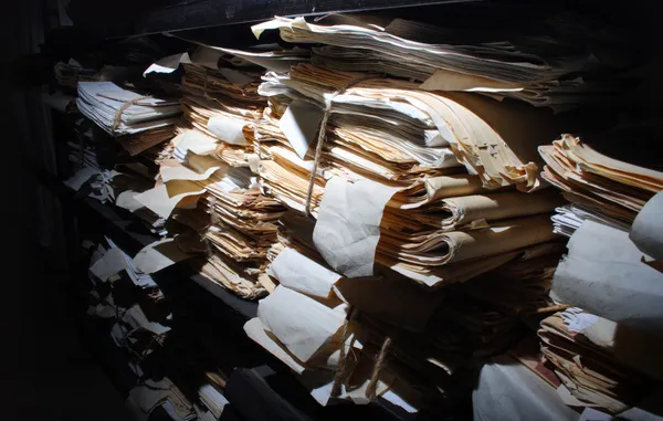 Paper documents stacked in archive — Stock Photo, Image