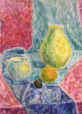 perdelik ile suluboya natürmort